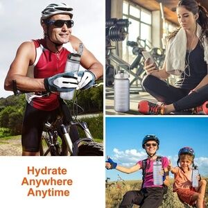 2 Pack‎ Motivational Water Bottle 27 oz & 64 oz Gray